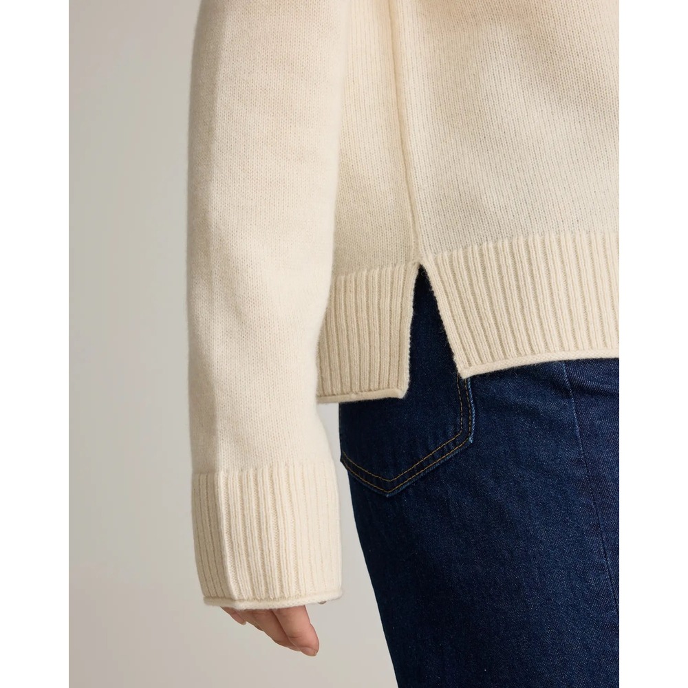 Quince Mongolian Cashmere Crew Neck Sweater Cream XL Boxy Knit - Picture 3 of 7